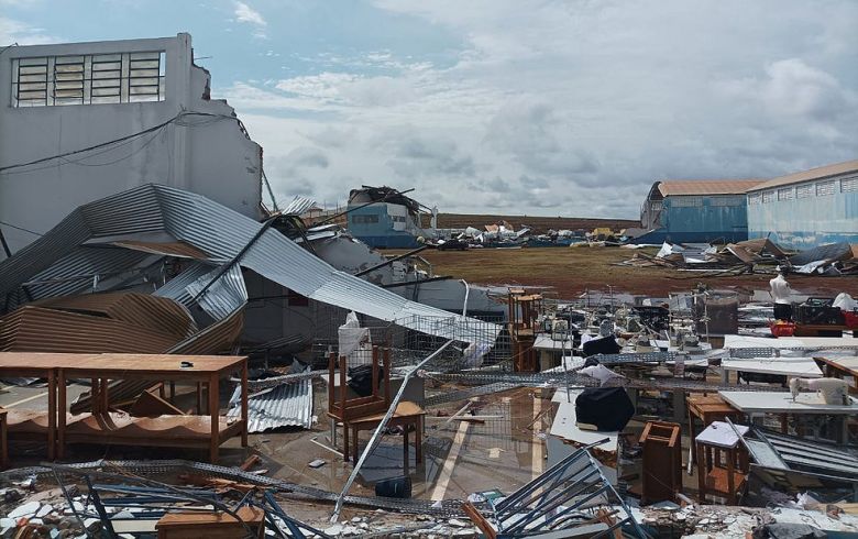 Alvorada do Sul, no norte do Paraná, atingida pelo temporal do sábado. Crédito: Divulgação Defesa Civil