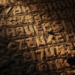 Uma imagem em close-up de um papiro antigo ou pedra esculpida com caractere_20260203_190951_0000