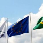 Bandeiras do Mercosul, da União Europeia e do Brasil (Wikimedia Commons/.)